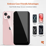 ROOCASE 3-Pack Glass Screen Protector for Apple iPhone 15 Plus, Include Easy Install Frame