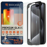 ROOCASE 3-Pack Glass Screen Protector for Apple iPhone 15 Pro, Include Easy Install Frame