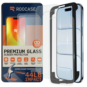 ROOCASE 3-Pack Glass Screen Protector for Apple iPhone 17 Air, Include Easy Install Frame