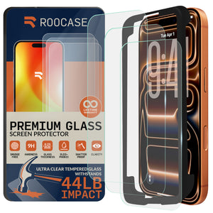 ROOCASE 3-Pack Glass Screen Protector for Apple iPhone 17 Pro Max, Include Easy Install Frame