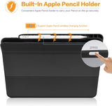 Roocase Premium Folio Case for iPad Pro 12.9 2018 - Clear Back - Smart Cover - Apple Pencil Charging