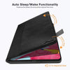 Roocase Leather Slim Fit Case for iPad Pro 11 2018 - Folio Smart Cover - Apple Pencil Loop - Viewing Stand