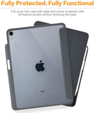 Roocase Premium Folio Case for iPad Pro 12.9 2018 - Clear Back - Smart Cover - Apple Pencil Charging