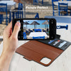 iPhone 11 Leather Wallet Case - Detachable Magnetic Case - Card Holder