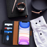 iPhone 11 Pro Max Leather Wallet Case - Detachable Magnetic Case - Card Holder - Black