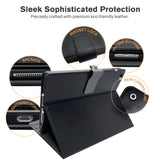 Roocase Slim-Fit Case for iPad 10.2 - Folio Smart Cover - Convenient Stand - Stylus Holder - Black