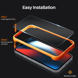 ROOCASE Tempered Glass Screen Protector for Apple iPhone 14 Plus (6.7 Inch) with Install Frame, Pack of 3