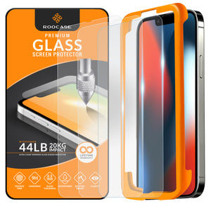 ROOCASE Tempered Glass Screen Protector for Apple iPhone 14 Plus (6.7 Inch) with Install Frame, Pack of 3