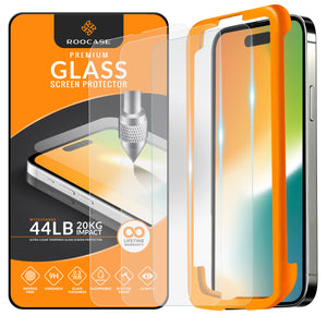 ROOCASE Tempered Glass Screen Protector for Apple iPhone 14 Pro (6.1 Inch) with Install Frame, Pack of 3