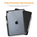Roocase Premium Folio Case for iPad Pro 11 2018 - Clear Back - Smart Cover - Apple Pencil Charging