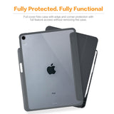 Roocase Premium Folio Case for iPad Pro 11 2018 - Clear Back - Smart Cover - Apple Pencil Charging